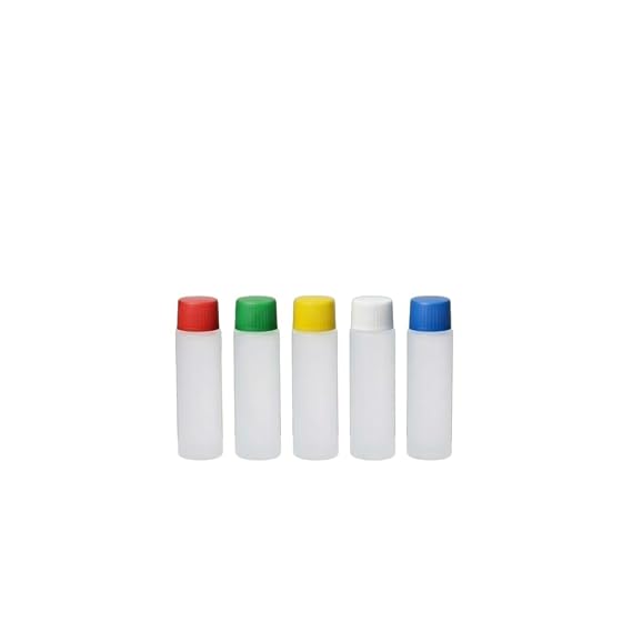 Homeopathic White Plastic Bottles with Color Caps (Pack of 100)